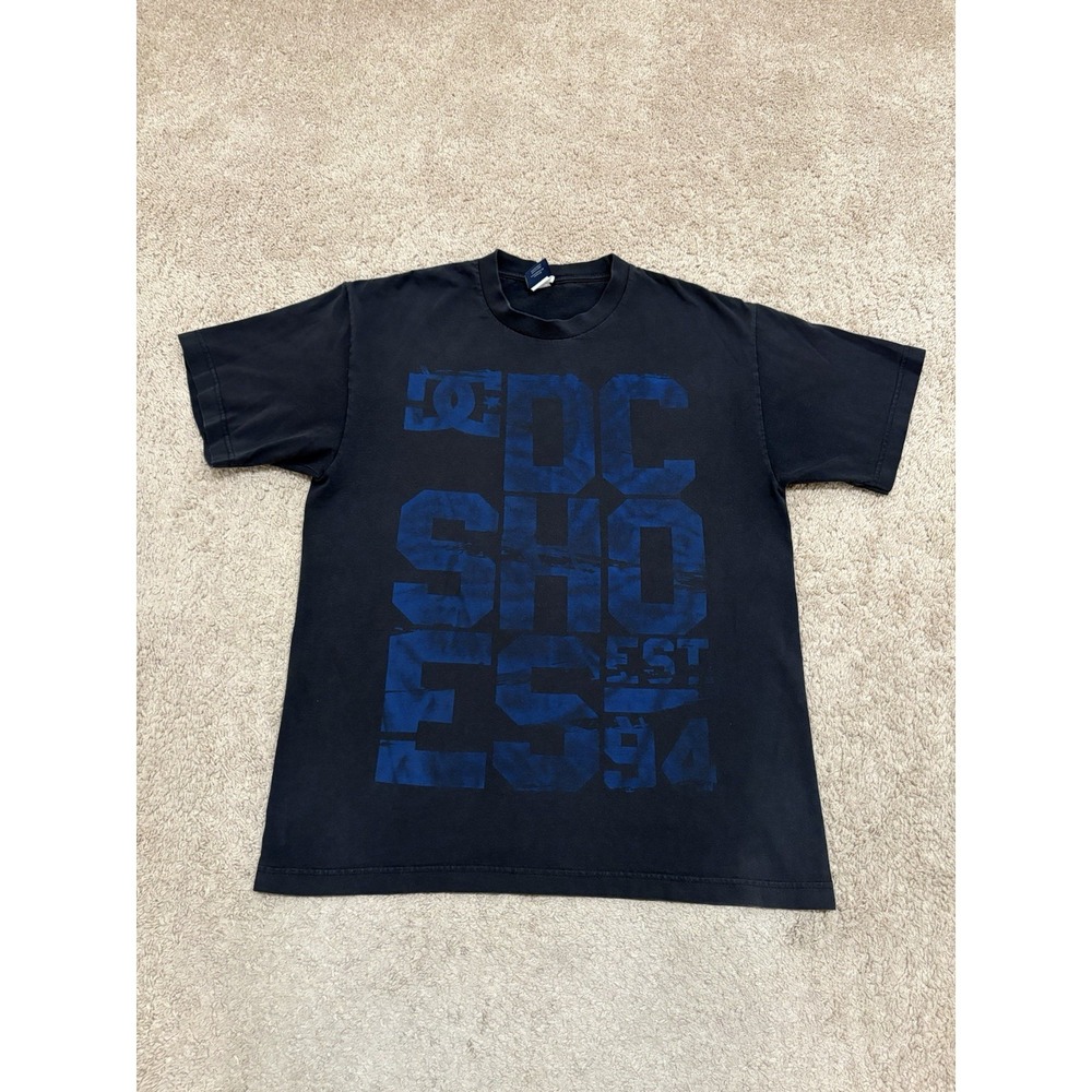 Vintage DC SHOES T-Shirt Men's Large Faded Black Skateboard Grunge Logo Y2K
